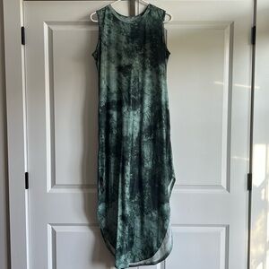 Green Tie Dye Pattern maxi dress